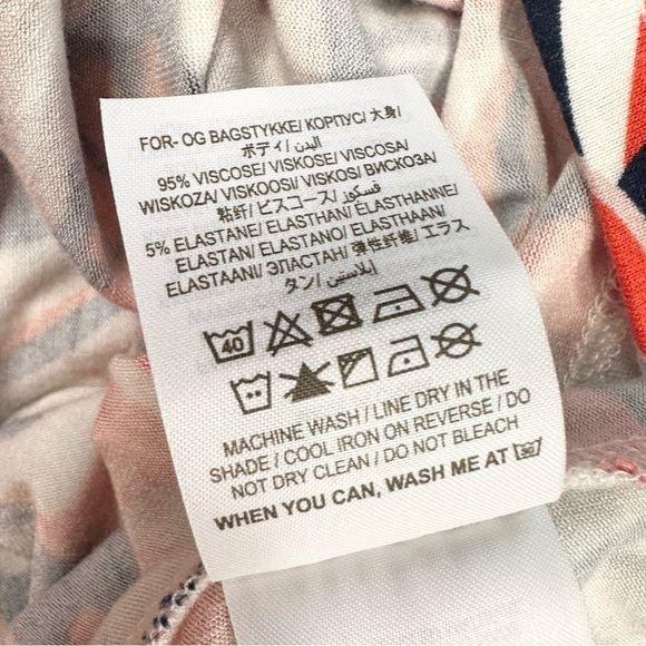 Boden mini dress tunic t-shirt dress navy blue orangey-red pink print tie belt 6 - Picture 14 of 16